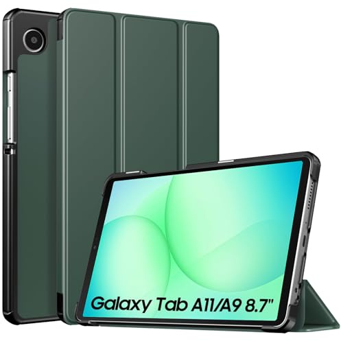 TXWLLIU Funda para Samsung Galaxy Tab A11 8.7 Pulgadas 2025/Galaxy Tab A9 8.7 Pulgadas 2023, Triple Plegable, Funda Protectora Delgada Ligera Funda Protectora Verde Oscuro