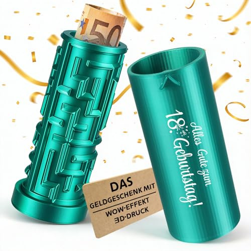 Anruzon Upgrade Geldgeschenk 18 Geburtstag, Kreative Labyrinthbox mit Spruch „Alles Gute zum 18. Geburtstag!“ - 3D-gedruckte Geschenkbox 18. Geburtstag für Junge & Mädchen