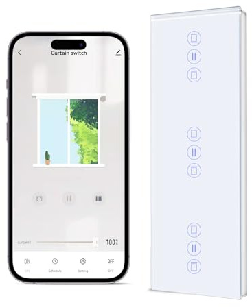 BSEED 3 Fach Wlan Rolladenschalter Smart Home Rolladensteuerung für Jalousien, Markisen Jalousienschalter kompatibel mit Smart Life/Tuya APP, Alexa und Google Home Weiß 228 * 86
