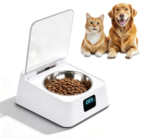 Mangeoire automatique pour chats, 350 ml, avec capteur infrarouge, gamelle automatique avec couvercle à charnière, pour chiens et chats de petite et moyenne taille, pour nourriture humide et sèche