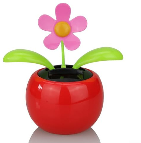 ZAMETTER Décoration de fleur dansante à énergie solaire avec matériau ABS, mouvement oscillant activé par la lumière du soleil pour la maison et le jardin, figurine de style assorti (rouge)