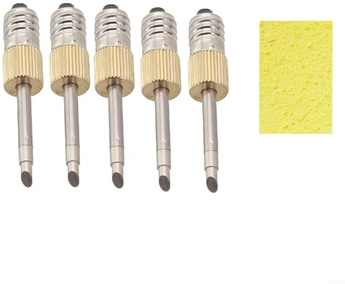 Soldering Iron Tips for E10 Interface, 5PCS Replacement Needle Tips Made of Copper and Steel, Portable Electric Soldering Kit for Point Line Drag Welding(TIP-C 5PCS)