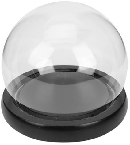 HOMSFOU Cloche en Verre Dôme D'exposition avec Socle en Bois Foncé, Visibilité Claire et Facile à Nettoyer, pour Présenter des Figurines ou Objets de Collection en Chambre ou Bureau