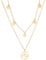 MENDOZZA Damen Hals-Kette Double Layer Petite Collection Wellen Anhänger Edelstahl Collier 18 Karat Damen-Schmuck 5 Coin Wave Gold 46 cm