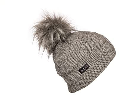 Beanie AYACUCHO hellgrau Unisex Baby-Alpaka mit vegetarischem Bommel Damen-Mütze Herren-Mütze Pudelmütze siamo-handmade