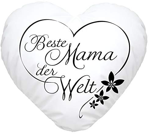 SpecialMe® Herzkissen Beste Mama der Welt Geschenk für Mama Muttertag Weihnachten Geburtstag weiß Herz-Kissen