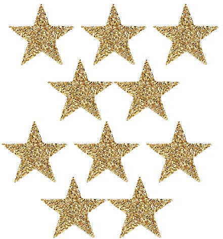 10 Stück Star Hot gestickten Patch Aufnähen/Aufbügeln Patch Applique Kleidung Kleid Pflanze Hut Aufkleber Hot Melt Adhesive DIY Kleidung Telefon Dekoration Zubehör(Golden)