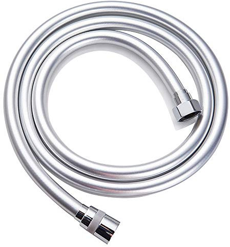 Tubo flessibile doccia liscio in PVC, 2 m, cromato, universale, anti-torsione, cavo doccia lungo