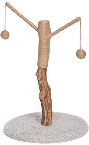 Dehner Lovely - Árbol rascador para Gatos, Aprox. 80 x 45 x 45 cm, Tronco Real, Madera/Felpa/sisal, Color marrón y Blanco