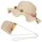 FT-SHOP Sombrero de Paja Niñas Gorra de Sol Chica y Bolsillo Set con Decoracion de Flores Gorro de Playa para Viaje Beach Piscina al Aire Libre