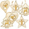 Logbuch-Verlag 6 edle Weihnachtsbaum Anhänger Gold weiß Metallanhänger Baumschmuck 7 cm Weihnachtsanhänger Christbaumschmuck