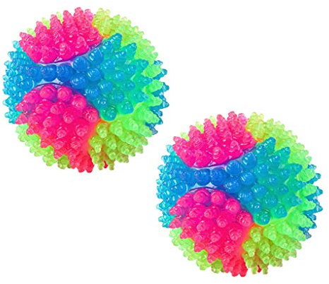 FineInno Blinkender Hundespielzeug Ball Leuchtend Glow Hundespielball für Hundes und Reinigen Sie Ihre Zähne (2 Stück Stichkugeln)