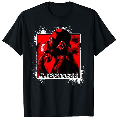 Cooler Affe mit Mütze Glück glücklich Rot T-Shirt