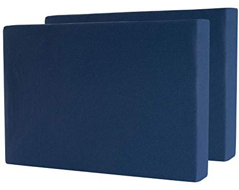 2er Set Spannbettlaken - Serie Maya Doppelpack Spannbetttuch für Matratzen bis 40cm - 200x220cm für Boxspring- und Wasserbetten, Galaxyblau, 100% Baumwolle, hochwertige Verarbeitung, mit Gummizug