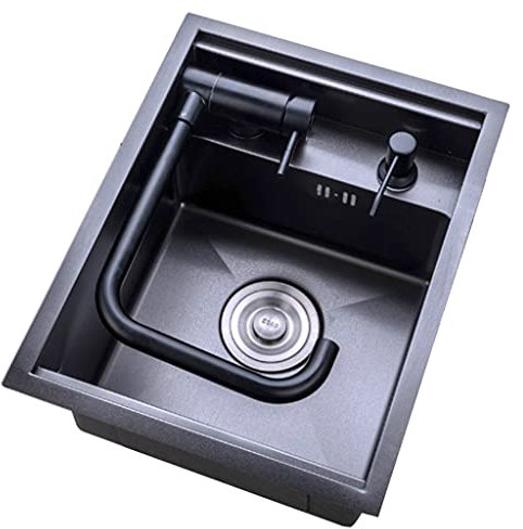 Fregadero Especial para Caravanas Pequeñas Y Medianas Tanque Individual Pequeño De Acero Inoxidable 304 para El Hogar Fregadero Multifuncional Plegable Oculto con Tapa