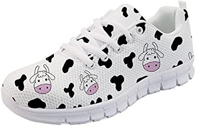 Belidome Cartoon Kuh Unisex Sportschuhe Sneaker für Frauen Männer Langlebige weiche atmungsaktive Schuhe