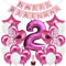 envami® Geburtstagsdeko Mädchen Pink Zahl 2. Happy Birthday Deko Geburtstag Mädchen Folienballon 2 Luftballon 2. Geburtstag Kindergeburtstag Deko 2.