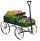 COSTWAY Brouette Décorative en Bois avec 2 Compartiments à Planter, Jardinière avec Roues Métalliques et Poignée à l'avant Charge 15kg pour Cour Jardin Véranda (Vert)