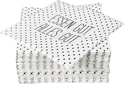 Hochwertige Servietten (80er Pack) 33x33 cm, 3-lagig - Partyservietten mit Motiv Essen gut, alles gut - für Party, Geburtstag oder Feiern