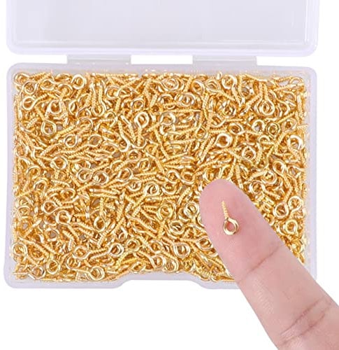 600Pcs Golden Screw Eye Pins Hooks, 4x8mm Eyelets Screw Threaded Mini Metal Hoop Peg Eye pins Hooks for Jewelry Making Findings DIY Crafts Resin Crafts, Cork Top Bottles