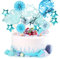 DKBT Happy Birthday Tortendeko Geburtstag Dekoration 13 STK Kuchendeko Geburtstagstorte Cake Topper Geburtstag Konfetti Luftballon Feuerwerk Papierfächer für Geburtstagsfeier Dekoration (Blau)