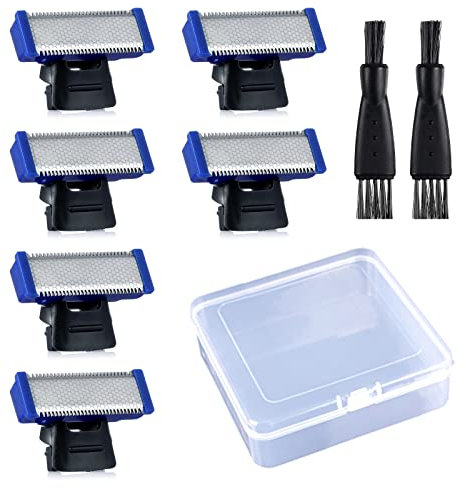 Rasierer-Ersatzkopf, 6 Stück, kompatibel mit Microtouch Solo 2 x Rasierpinsel mit Box (6 Stück)