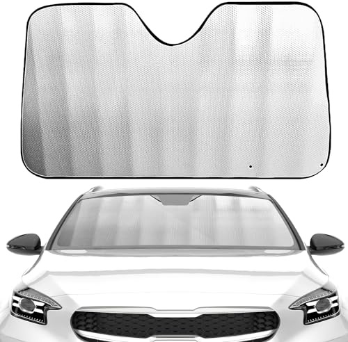 Enerfero Parasol Coche Delantero，Parasol de Ventana Delantera Parasol Luna de Coche Metalizado Cortina Reflectante para Vehículo Protección Rayos UV Parabrisas fabrique Europeo. (150cmX90cm)
