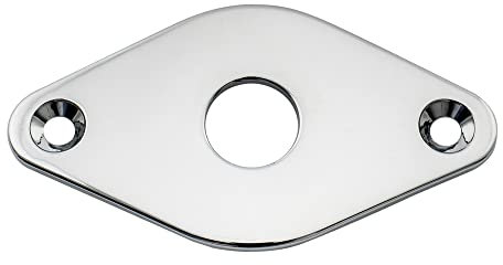 Musiclily Pro 9.6mm Steel Curved Diamond Jack Plate for Electric Guitar Bass, Chrome