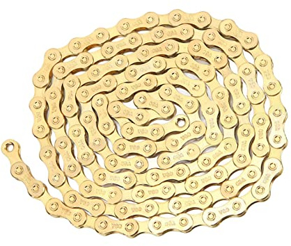 Tissting 9 Fach Fahrrad Kette 1/2 x 11/128 Zoll 116 Glieder Kette Bike Chain Variabler Geschwindigkeit Gold Kohlenstoffstahl Fahrradkette für Rennrad Mountainbike Tourenrad