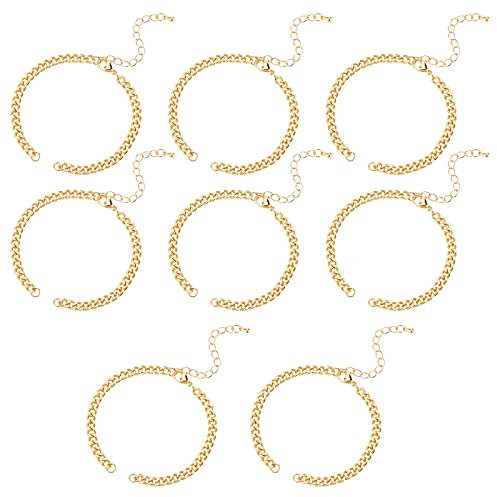NBEADS 8 Fili Bracciali A Catena Regolabili, Braccialetti Regolabili Semilavorati Dorati Lunghi 14cm Braccialetti A Maglie in Acciaio Inossidabile con Catena Estensibile per La Creazione di Gioielli