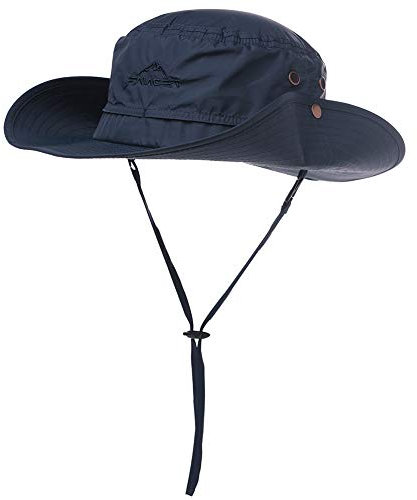 Comhats Outdoor Faltbarer Boonie Herren Buschhut mit Kinnband UPF 50+ Schwarzblau 63cm(L/XL)