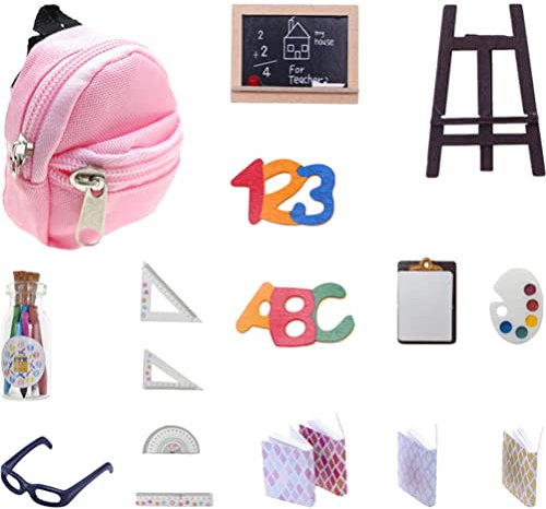 Kisangel 1 Satz Puppenhaus-briefpapier Mini-schulbedarf Für Puppen Rucksack Für Puppen Puppenrucksack Mini-schulmaterial Schulmaterial Für Miniaturbuch Plastik Bleistift Mädchen Campus