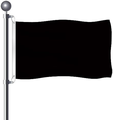 5ft x 3ft Black Flags and Banners Pennant Double Stitched Vivid Color Plain Black Flags Polyester Decoration for Garden Room Game Parade Sport Events Festival Party 90 X 150cm with Brass Grommets