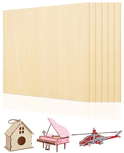 Anvin Birch Plywood Sheets Craft Wood Unfinished Wood Boards for Crafts Laser Cutting and Engraving, CNC Cutting, Wood Burning, Painting, Fretwork, Modeling (200x200x 3mm Nature Wood, Pack of 6)