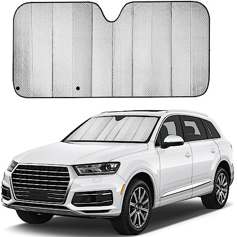 Parasol para Parabrisas Delantero Plegable, Parasol Luna de Coche para Protección Solar y Rayos UV, Parasol de Coche Metalizado y Reflectante para Protector Solar de Todo Tipo de Coches (140 x 80cm)