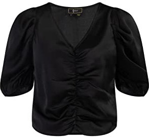 faina Damen Drapiertes Top caneva, Schwarz, Small