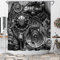 WELMECO Auto-Duschvorhang, Motordruck, schwarz, industrieller Duschvorhang, 182,9 x 182,9 cm, Polyestergewebe, Badezimmer-Dekor
