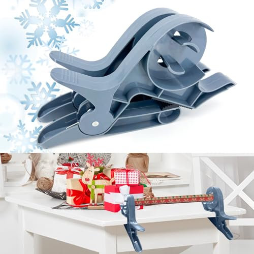 2Pcs Wrapping Paper Clamps, Wrapping Station, Gift Wrapping Paper Cutter, Christmas Wrapping Accessories Fits Any Size Roll for Desk Packing Christmas (Grey)