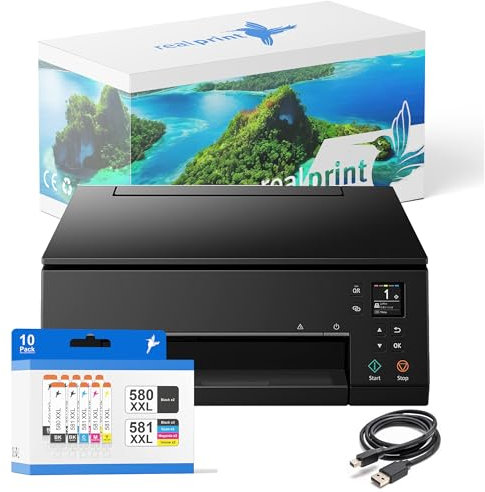 realprint Multipack bestehend aus Multifunktionsdrucker TS6350a (Scannen, Kopieren, drucken) inkl 10 Druckerpatronen kompatibel für TS6350a