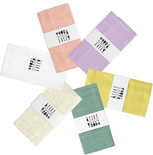 Tovaglioli da tavolo, set di 6 tovaglioli in tessuto, lavabili e riutilizzabili, tessuto spesso per l'uso quotidiano in lino durevole, 40 x 40 cm