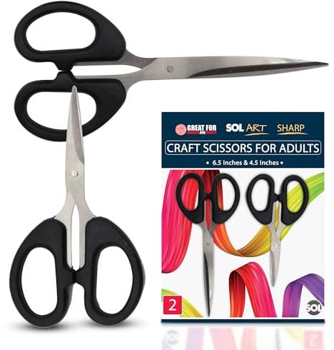 SOL 2 Pack Craft Scissors for Adults – Multipurpose All Purpose Scissor with Sharp Blades – Precision Cutting for Sewing, Scrapbooking, DIY, Office, and Creative Art Projects