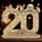 Idota 2025 20 Geburtstag Geschenk Holz-Schild mit LED Gästebuch Geldgeschenke Geburtstag Männer & Frauen, Geburtstag Deko Geschenke zum 20 Geburtstag, Personalisierbares Geschenk