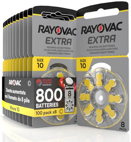 800 Batterien für Hörgeräte Rayovac Extra 10. - 100 Blister à 8 Batterien