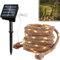 BYZESTY Solar Lichterkette Seil, 7M Warmweiß Lichterkette Aussen, Gartenleuchte mit 100 LEDs, IP65 Baumwollseil Solarlichterkette, Solar Rope Lights für Garten Balkon Terrasse Weihnachten Party