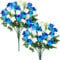 XunYee 2 Blumensträuße Künstliche Friedhofsblumen, 48 Köpfe, künstlicher Rosenstrauß, gefälschte Gedenkblumen für Grabseide, Kunstrosen, Arrangements für Grabsteine, Grabstein (weiß und dunkelblau)