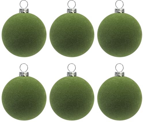 6 stück kunstoff Velvet weihnachtskugeln samt 6cm für Ostern deko osterdeko Tishdeko (Matcha Grün)