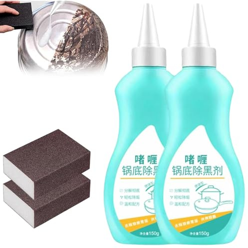 2Pcs Magic Gel Cleaner for Pots and Pans,Black Pot Bottom Cleaning Gel,Cleaner for Bottom of Pots and Pans,Gel Cleaner for Cookware Bottom