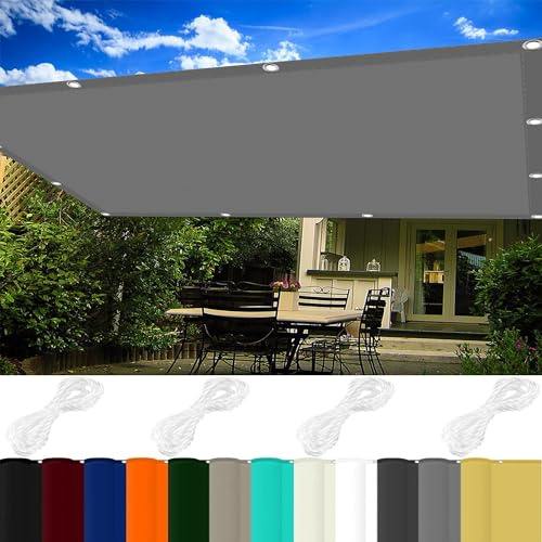 Sonnensegel Wasserdicht Rechteckig 2 x 4 m 98% UV Schutz Sonnensegel Auf Balkon mit Ösen Und Kordel,Ohne Bohren für Garten Balkon Terrasse Camping, Hellgrau
