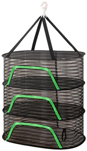 Xafrstyu Trockennetz Rack, Zipper Plant Drying Rack, 3/4-Lagiges Kräutertrockner Hängend Pflanzen Trockenregal, Zusammenklappbar Trockennetze Für Blumen, Fisch, Fleisch, Kräutern (3 Layer)
