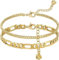 Jenosy Layered Armband Damen Gold 14K Vergoldet Figaro Ketten Verstellbar Armband für Frauen Mädchen Schmuck